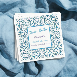 Serviette En Papier Carreaux Bleus Italiens Ciao Bella Enterrement de 