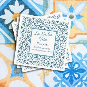 Serviette En Papier Carreaux Bleus Italiens La Dolce Vita Réception de