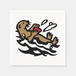 Serviette En Papier Carreaux décoratifs de la loutre de mer