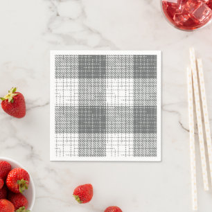 Serviette En Papier Carreaux gris et blancs à carreaux et à hachures