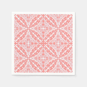 Serviette En Papier Carreaux marocains - rose corail et blanc