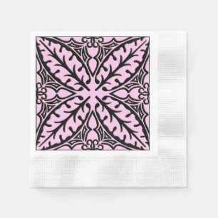 Serviette En Papier Carreaux marocains - rose glacé et noir