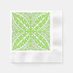 Serviette En Papier Carreaux marocains - vert citron et blanc