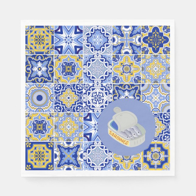 Serviette En Papier Carreaux portugais et sardes (Devant)