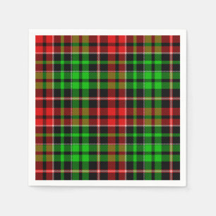 Serviette En Papier Carreaux Tartan Noir Rouge Vert Design