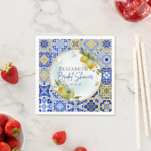 Serviette En Papier Carrelage bleu italien grec Citrons Shower de mari