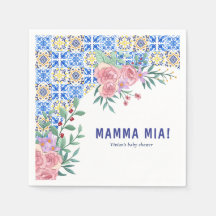 Carrelage bleu italien Mamma Mia Baby shower