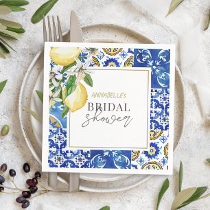 Serviette En Papier Carrelage bleu méditerranéen Citrus Lemon Fête des