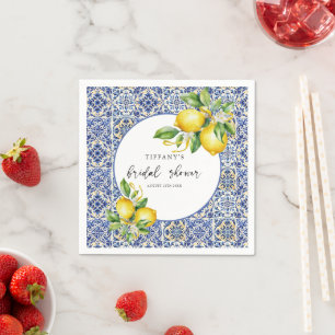 Serviette En Papier Carrelage bleu méditerranéen Fête des mariées citr