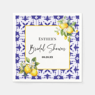 Serviette En Papier Carrelage bleu méditerranéen Fête des mariées citr
