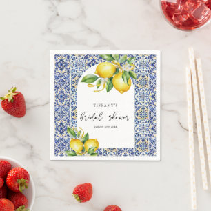 Serviette En Papier Carrelage bleu méditerranéen Fête des mariées citr