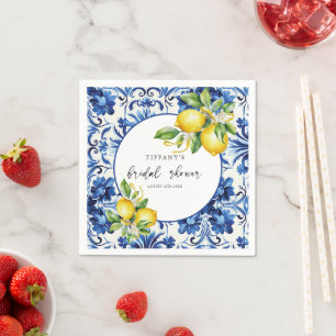 Serviette En Papier Carrelage bleu méditerranéen Fête des mariées citr