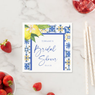 Serviette En Papier Carrelage bleu méditerranéen Fête des mariées citr