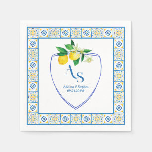 Serviette En Papier Carrelage bleu méditerranéen Italie Crest Citron M
