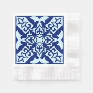 Serviette En Papier Carrelage marocain - bleu marine et bleu clair