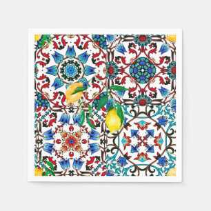 Serviette En Papier Carrelage méditerranéen, mosaïque, citron, art d'é