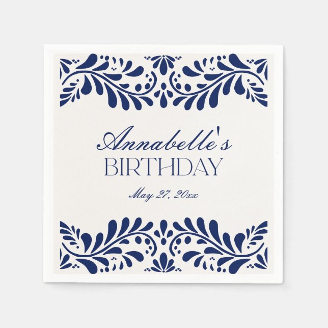 Serviette En Papier Carrelage Talavera bleu Espagne Fiesta Anniversair (Devant)