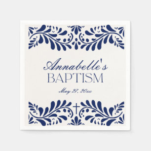 Serviette En Papier Carrelage Talavera bleu Espagne Fiesta Baptême
