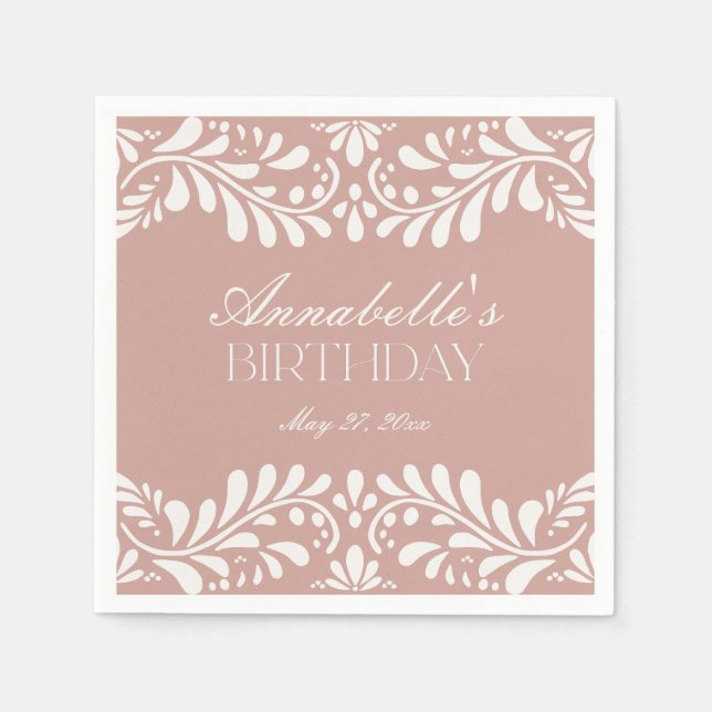 Serviette En Papier Carrelage Talavera rose Espagne Fiesta Anniversair (Devant)