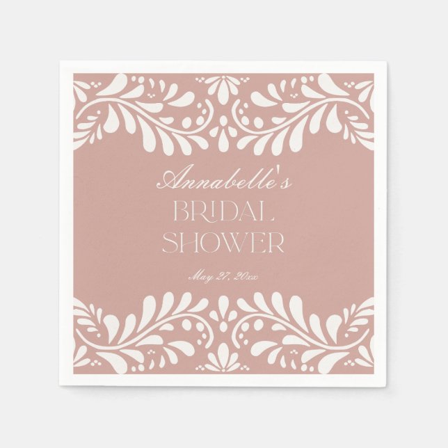 Serviette En Papier Carrelage Talavera Rose Fiesta Espagnole Réception (Devant)