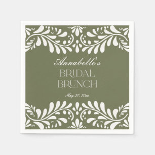 Serviette En Papier Carrelage Talavera Vert Espagne Fiesta Bridal Brun