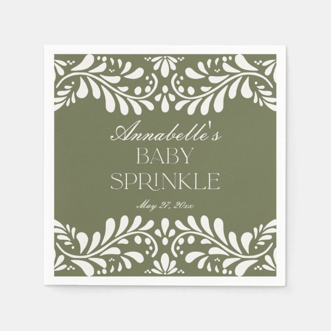 Serviette En Papier Carrelage Talavera Vert Espagnol Fiesta Bébé Parse (Devant)