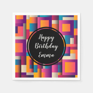 Serviette En Papier Carrés et formes Abstraits colorés