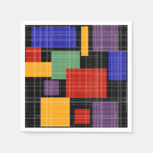 Serviette En Papier Carrés géométriques sans à damiers plaid