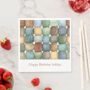 Serviette En Papier Carrés verts marron bleu jaune Anniversaire
