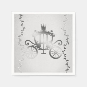 Serviette En Papier Carrosse Élégant Argent Histoire Livre Blanc Royal