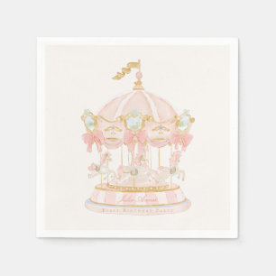 Serviette En Papier Carrousel de Filles Rose de Conte de Fées Première