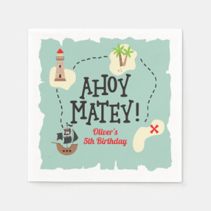 Serviette En Papier Carte au trésor pirate d'anniversaire