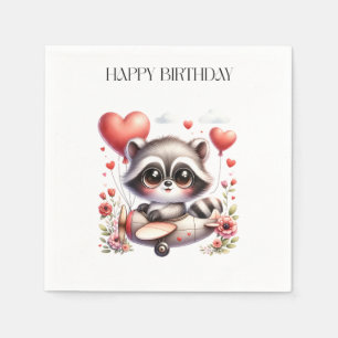 Serviette En Papier Carte d'anniversaire de pilote raton laveur