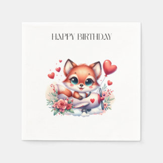 Serviette En Papier Carte d'anniversaire Pilote Renard