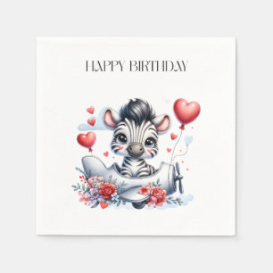 Serviette En Papier Carte d'anniversaire Zèbre Avion