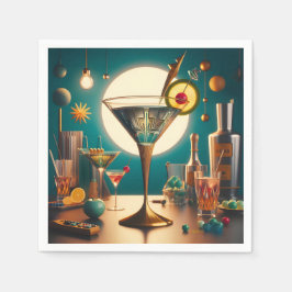 Serviette En Papier Carte de circuit futuriste atomique Martini