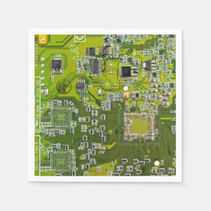 Serviette En Papier Carte de circuit Geek d'ordinateur vert clair