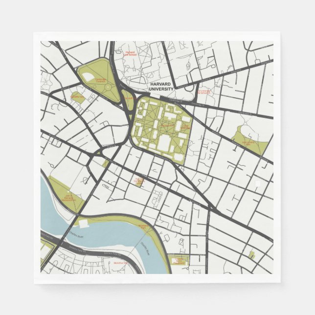 SERVIETTE EN PAPIER CARTE DE DÉTAIL DES MASSACHUSETTS DE L'UNIVERSITÉ  (Devant)