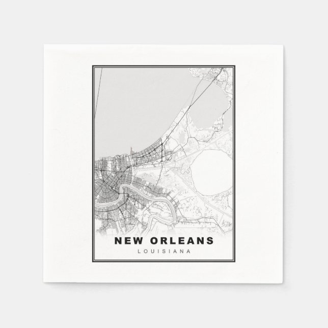 Serviette En Papier Carte de la Nouvelle-Orléans (Devant)