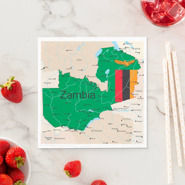 Serviette En Papier Carte De La Zambie (Créateur téléchargé)
