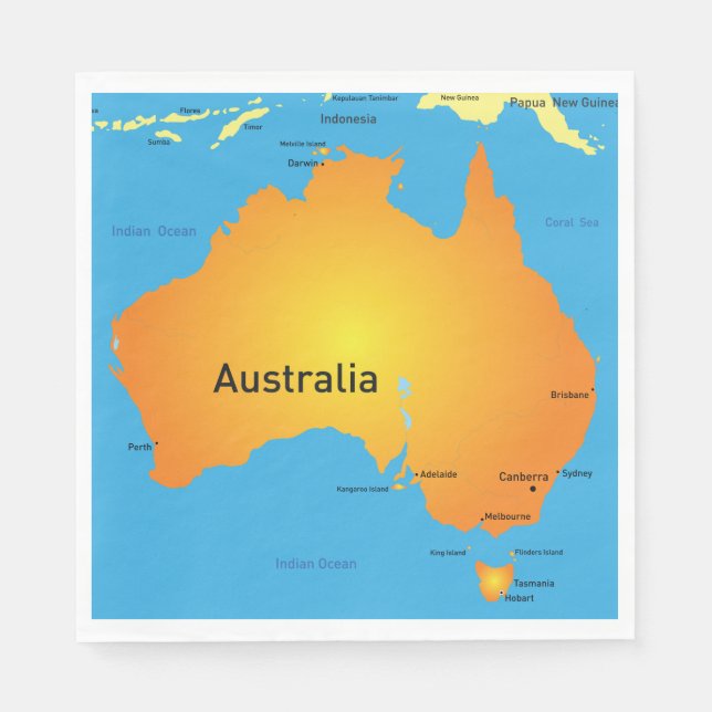 Serviette En Papier Carte De L'Australie (Devant)