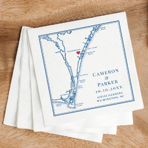 Serviette En Papier Carte de mariage Airlie Gardens Navy Wilmington NC
