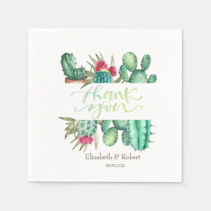 Serviette En Papier Carte de remerciement de cactus à l'aquarelle