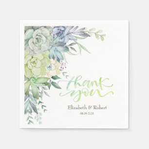 Serviette En Papier Carte de remerciement Succulentes de désert à l'aq