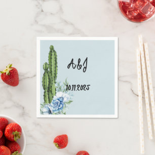 Serviette En Papier carte de remerciements de cowboy à fleurs bleues