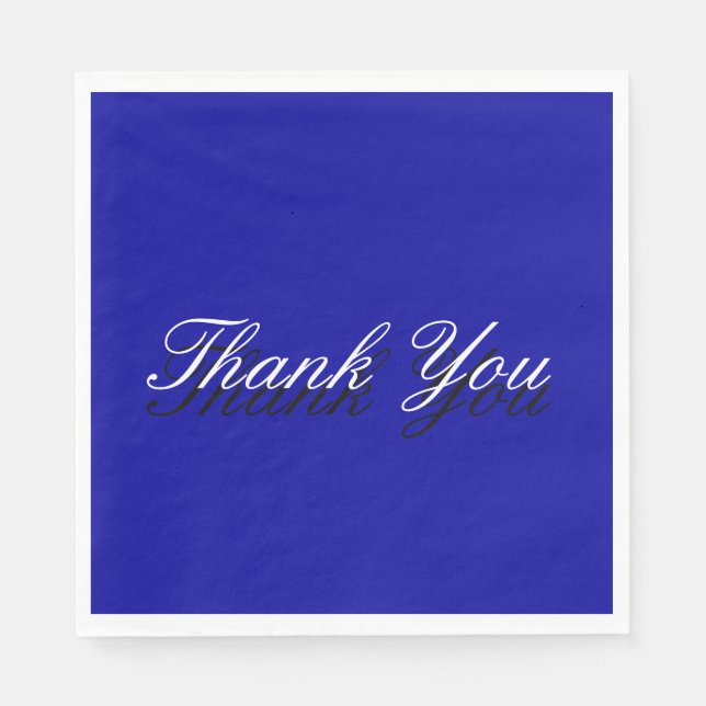 Serviette En Papier Carte de voeux bleu Merci blanc (Devant)