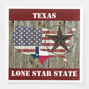 Serviette En Papier Carte du drapeau de l'État de Texas Lone Star