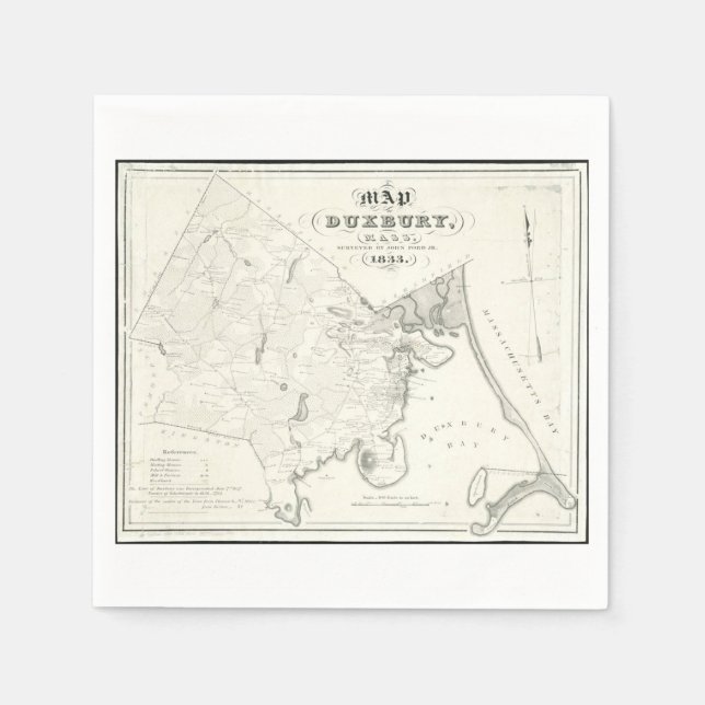 Serviette En Papier Carte du Massachusetts de Duxbury (Devant)