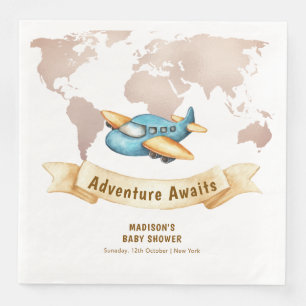 Serviette En Papier Carte du monde de l'aventure moderne Fête de bébé
