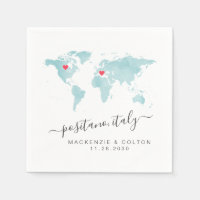 Carte du monde Turquoise Corail Moveable Hearts Ma